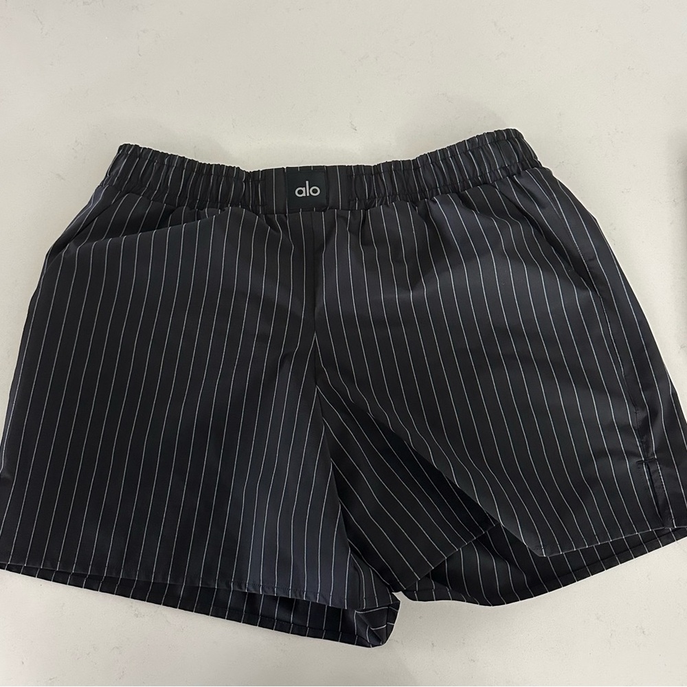ALO Yoga Black Striped Shorts